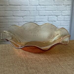 Vintage Jeannette Marigold Wildflower Carnival Glass Bowl